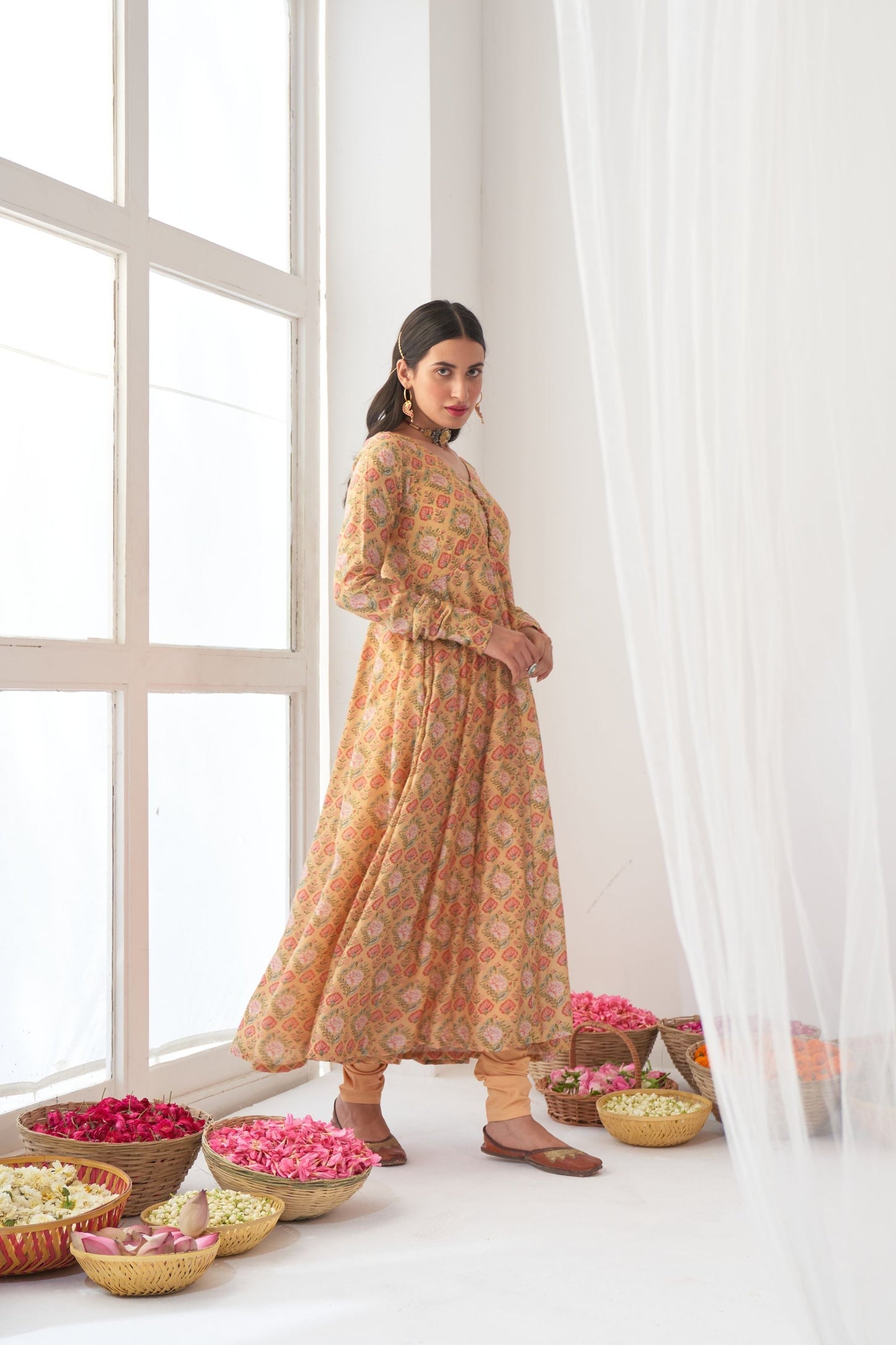 Ikaya Yellow Embroidered Anarkali Set