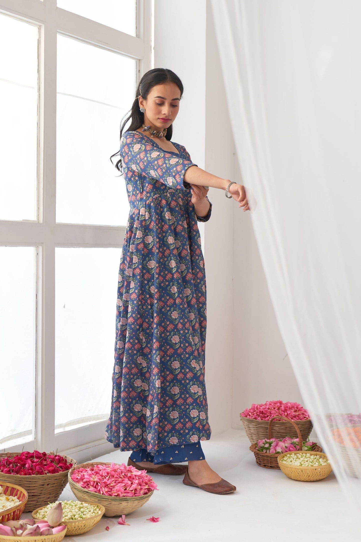 Ikaya Blue Embroidered Anarkali Set