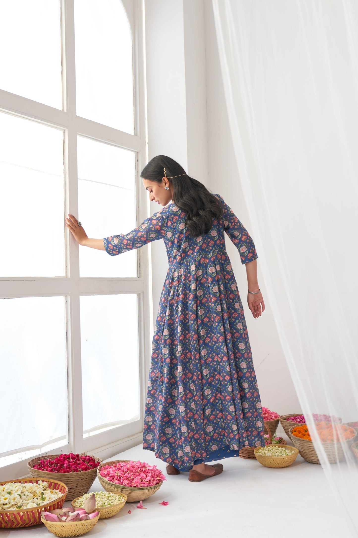 Ikaya Blue Embroidered Anarkali Set