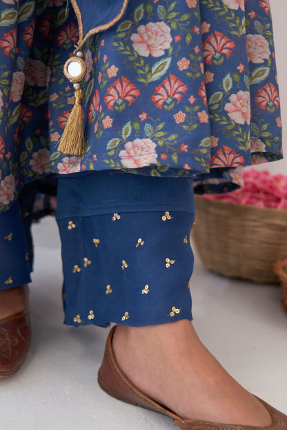 Ikaya Blue Embroidered Anarkali Set