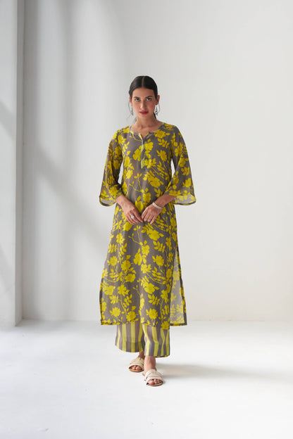 Rangrez Grey Kurta Set