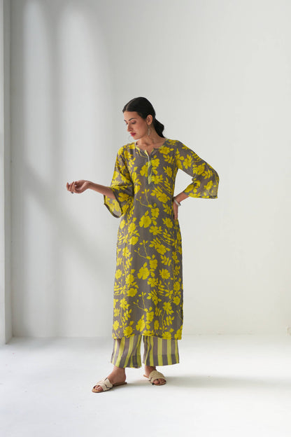 Rangrez Grey Kurta Set