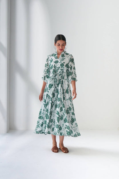 Rangrez Green Flared Dress