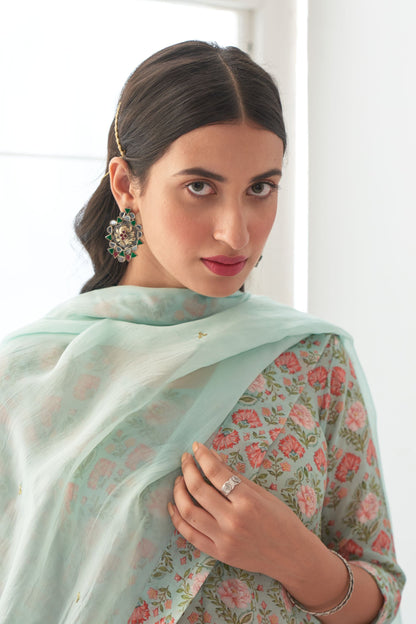 Ikaya Aqua Embroidered Sharara Set