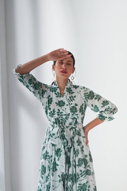 Rangrez Green Flared Dress