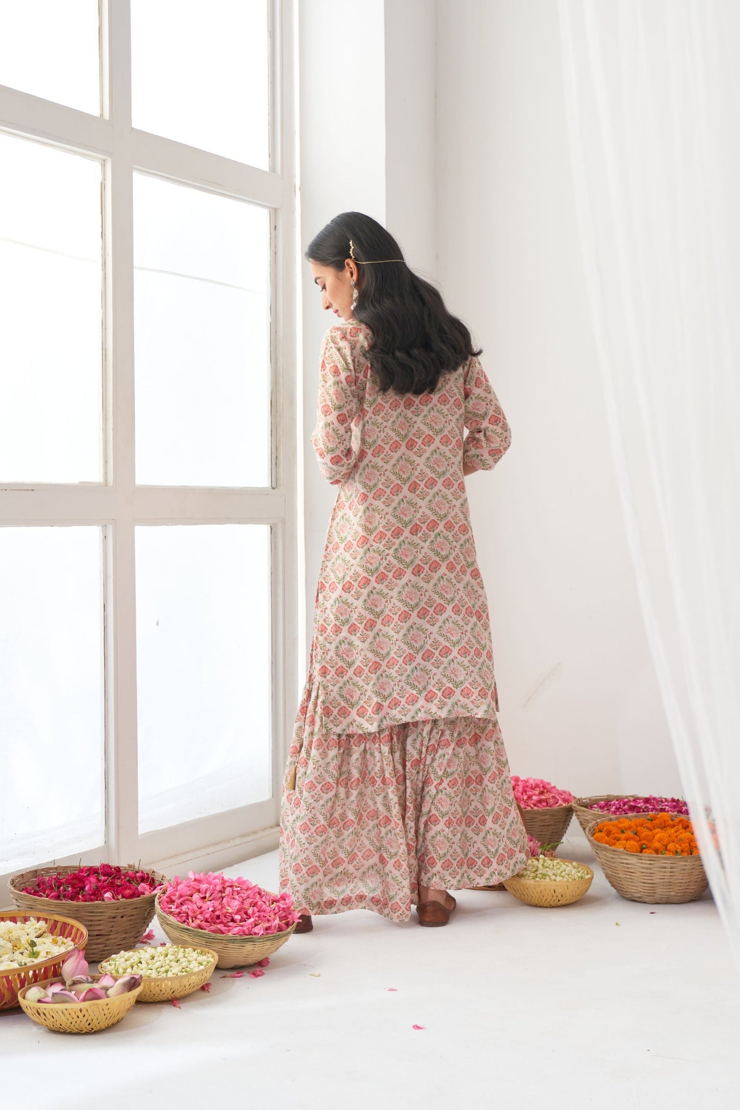 Ikaya Ivory Embroidered Sharara Set