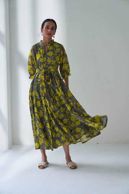 Rangrez Grey Flared Dress