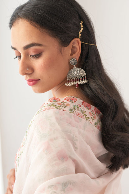 Ikaya Ivory Embroidered Sharara Set