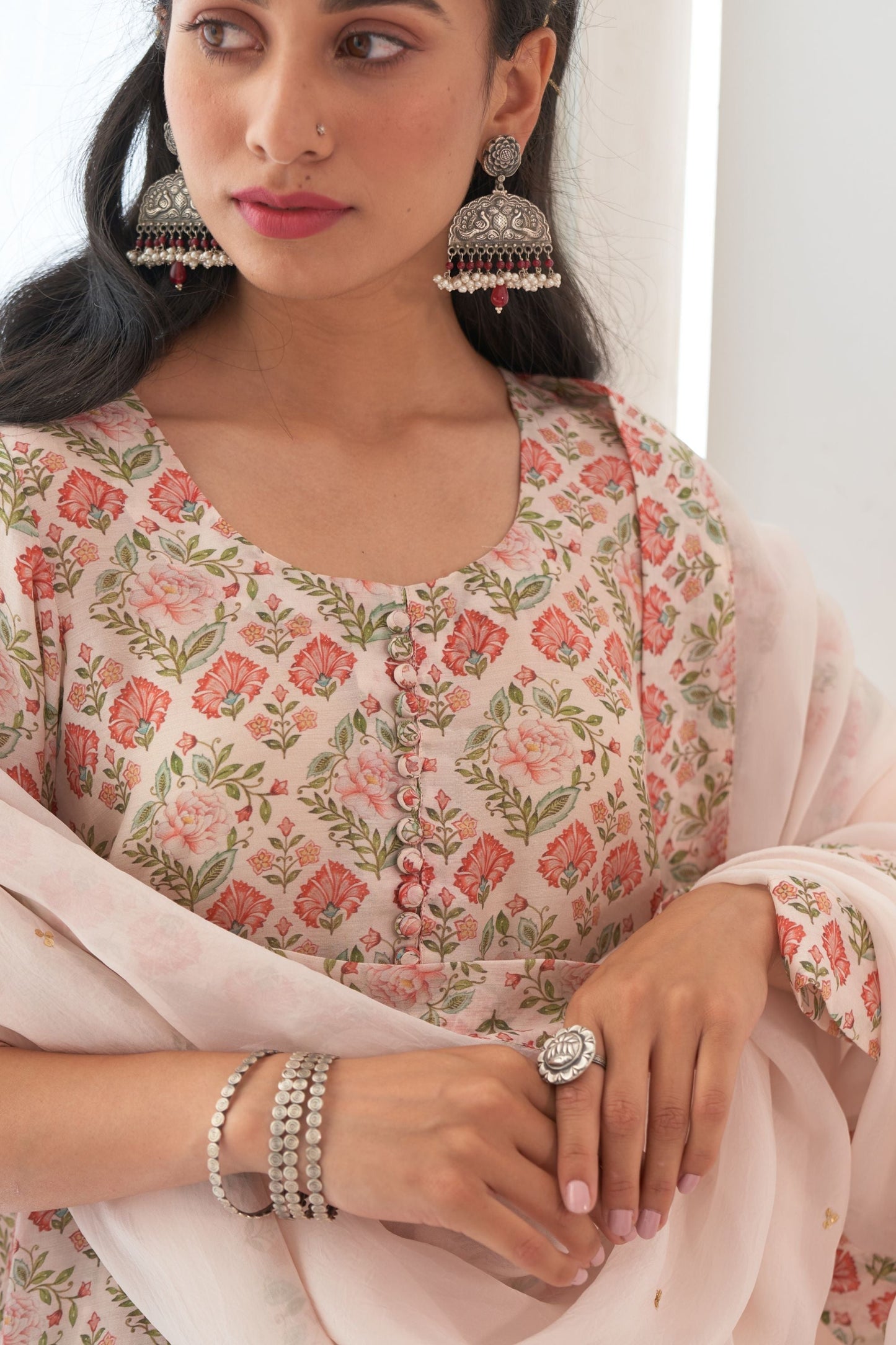 Ikaya Ivory Embroidered Sharara Set