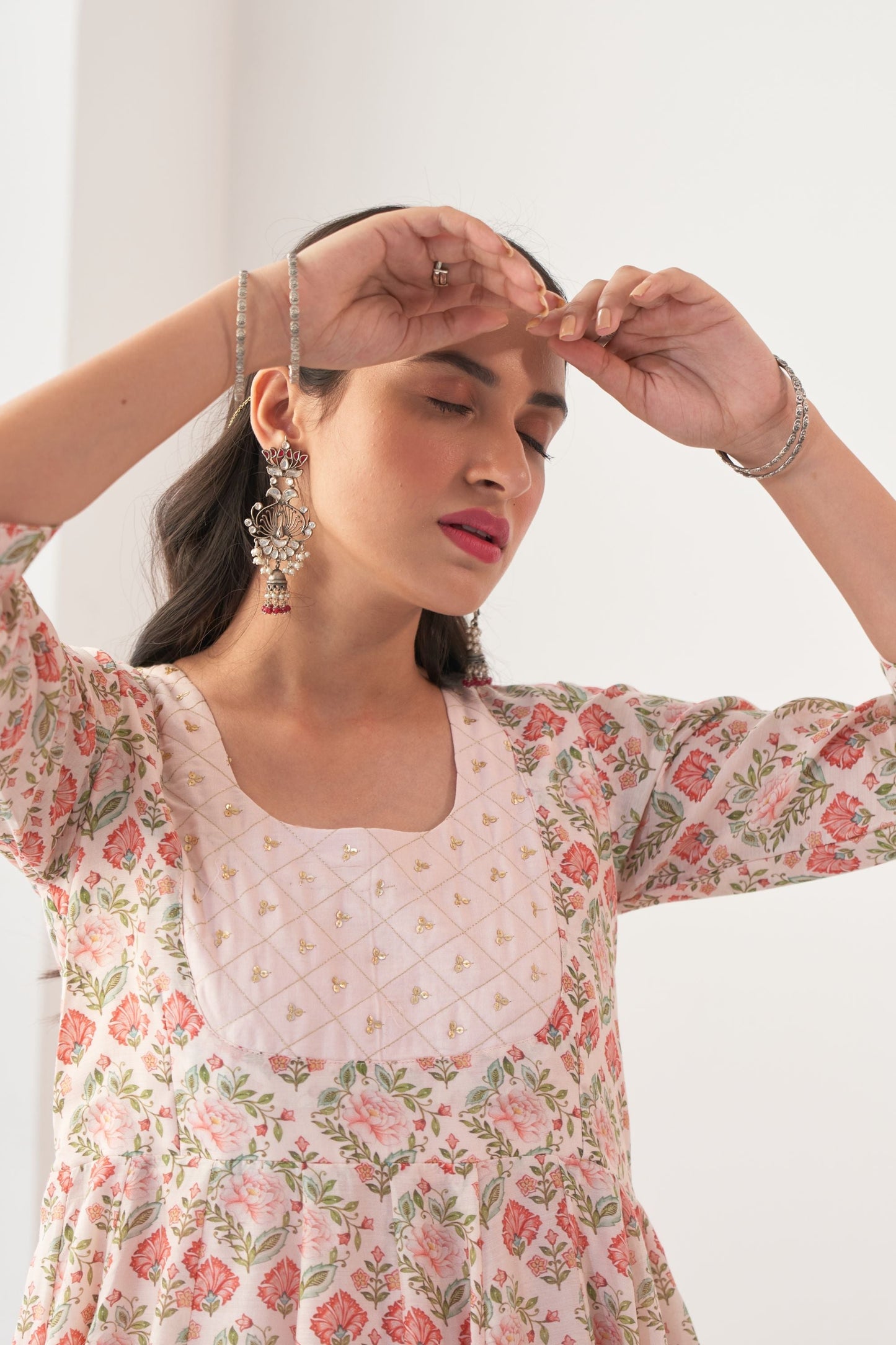 Ikaya Ivory Embroidered Anarkali Set