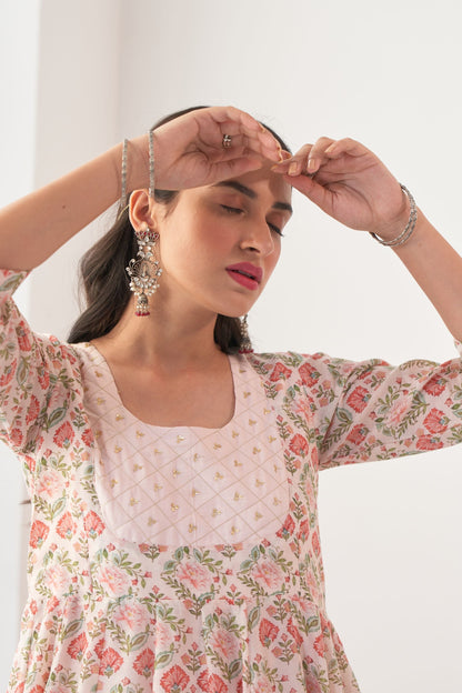 Ikaya Ivory Embroidered Anarkali Set