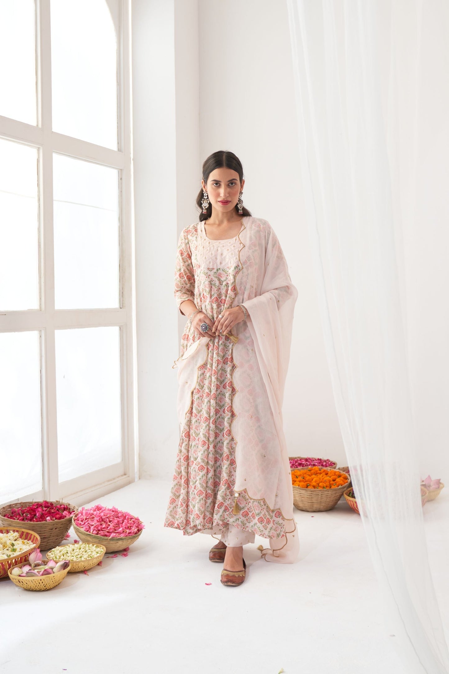 Ikaya Ivory Embroidered Anarkali Set