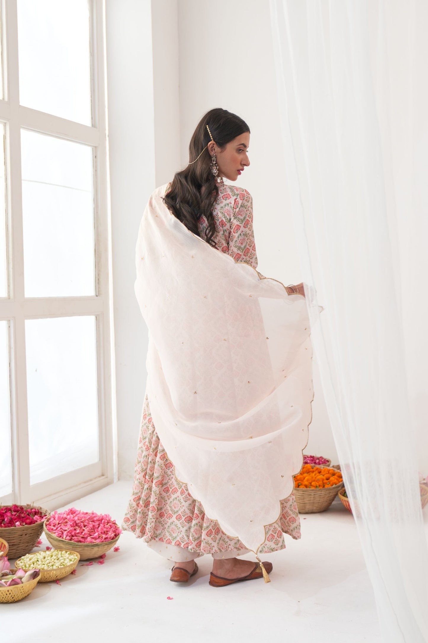 Ikaya Ivory Embroidered Anarkali Set