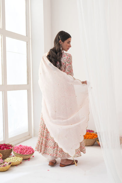 Ikaya Ivory Embroidered Anarkali Set