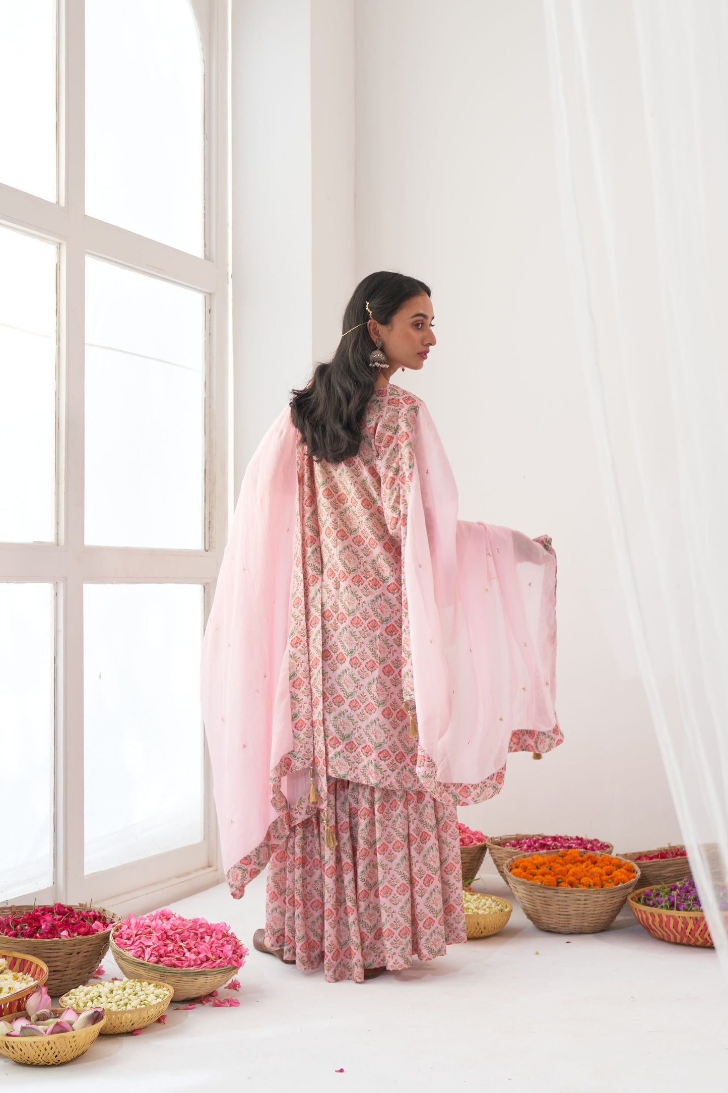 Ikaya Pink Embroidered Sharara Set