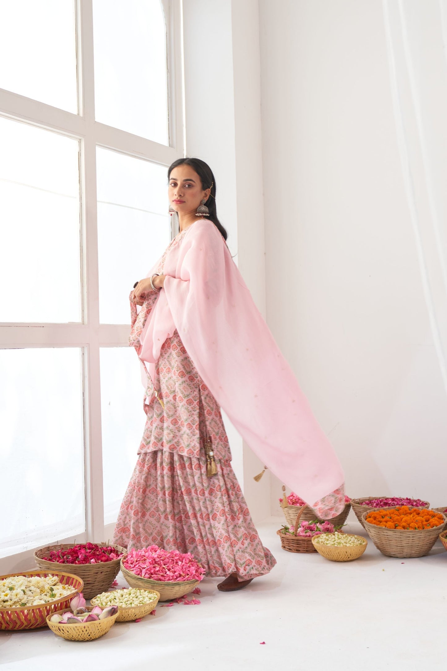 Ikaya Pink Embroidered Sharara Set