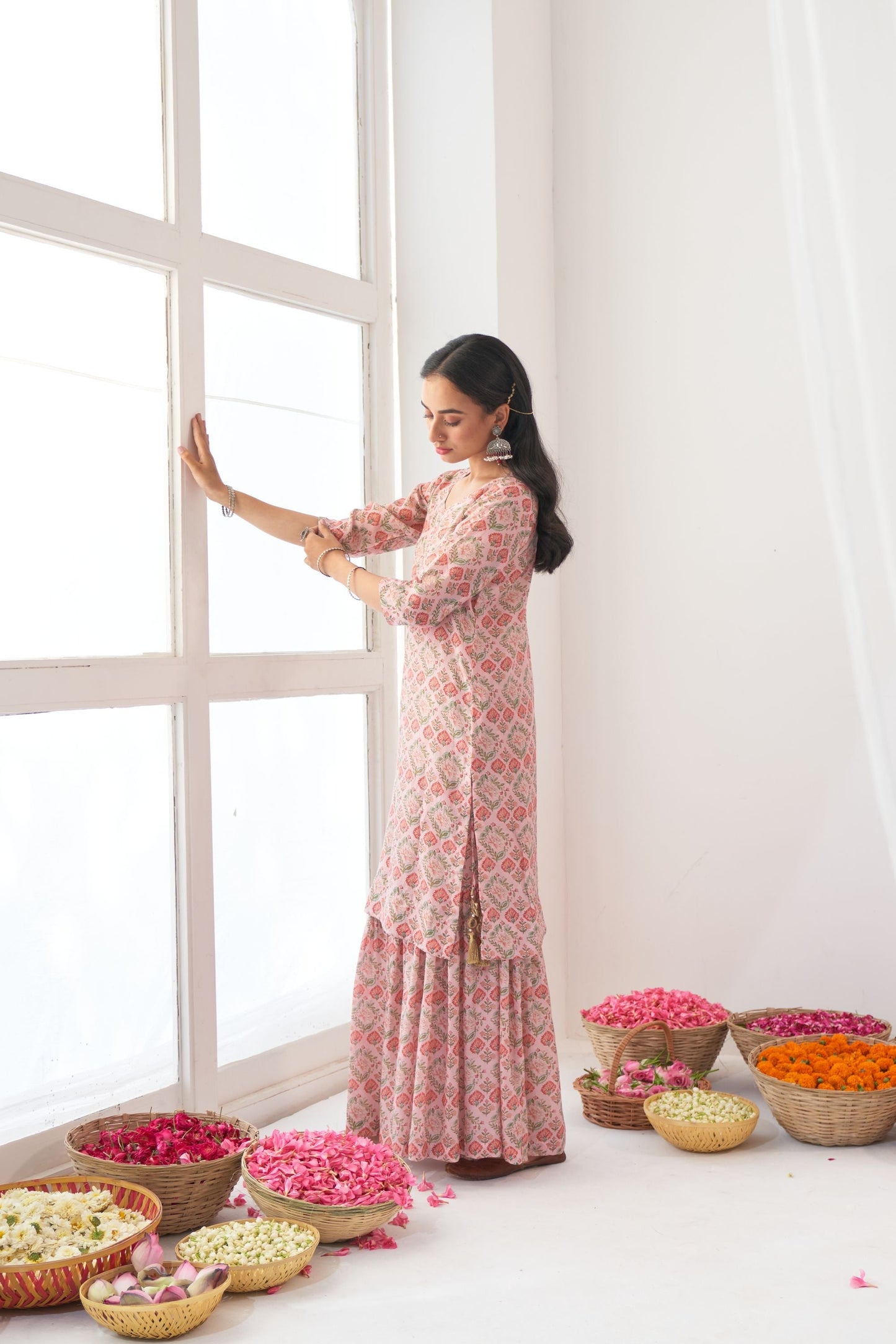 Ikaya Pink Embroidered Sharara Set