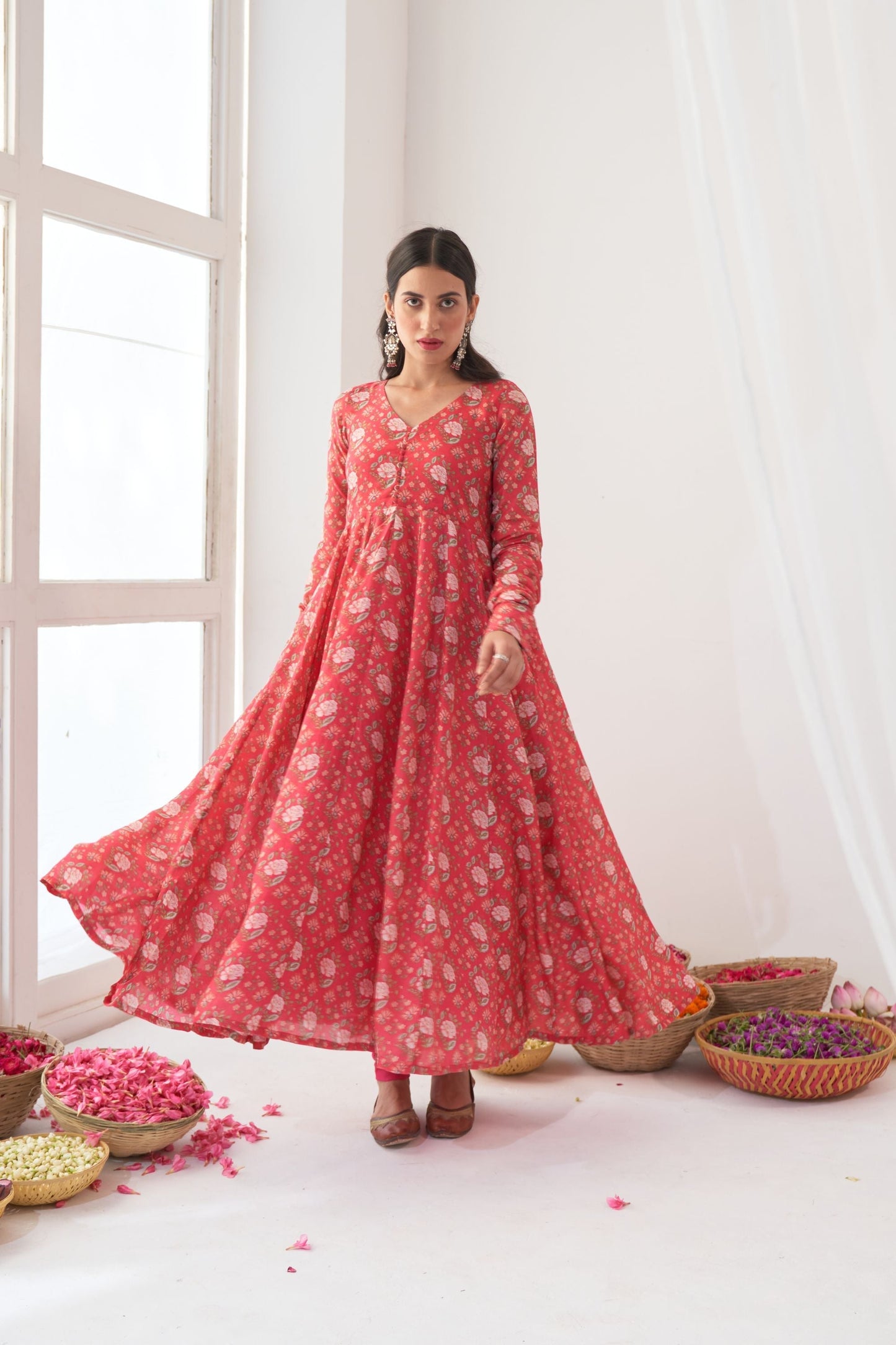 Ikaya Hot Pink Embroidered Anarkali Set