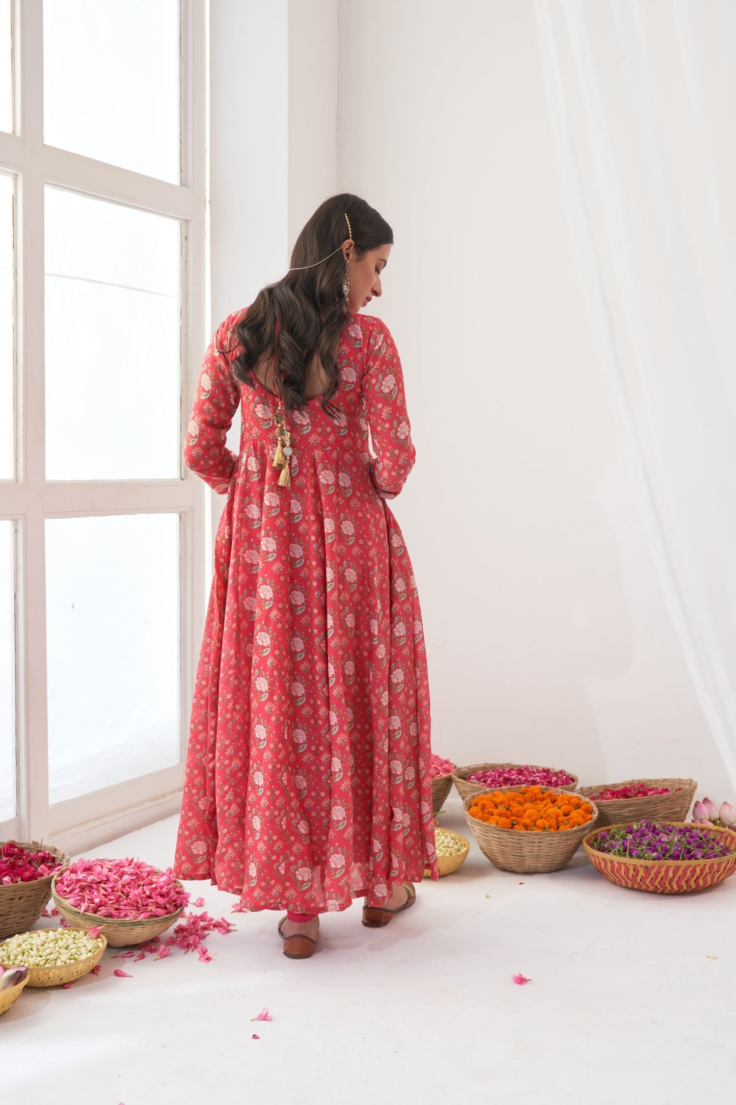 Ikaya Hot Pink Embroidered Anarkali Set