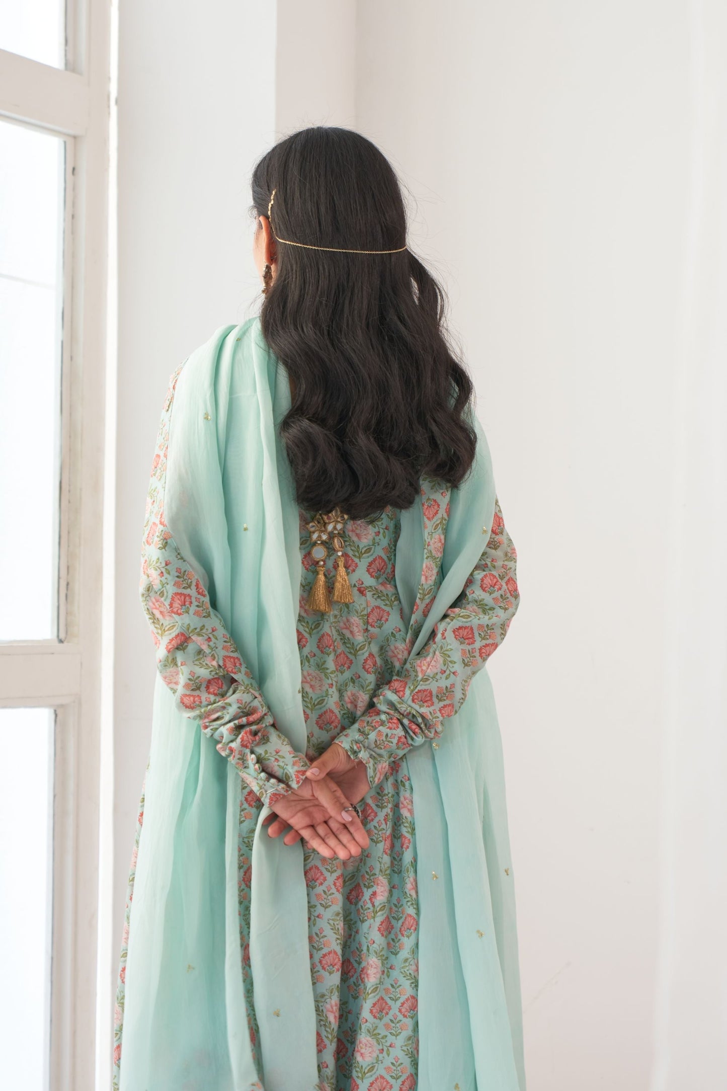 Ikaya Aqua Embroidered Anarkali Set