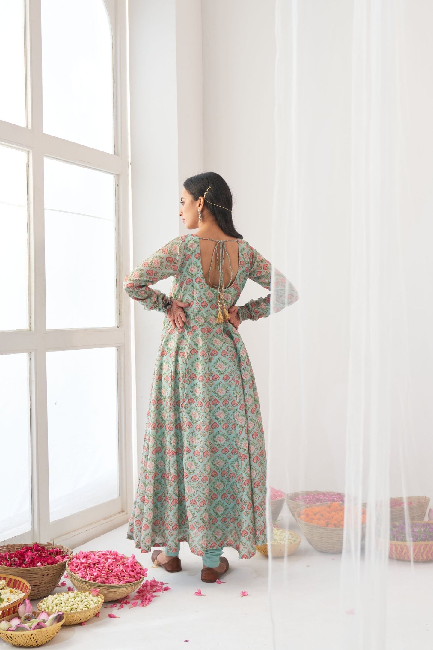 Ikaya Aqua Embroidered Anarkali Set