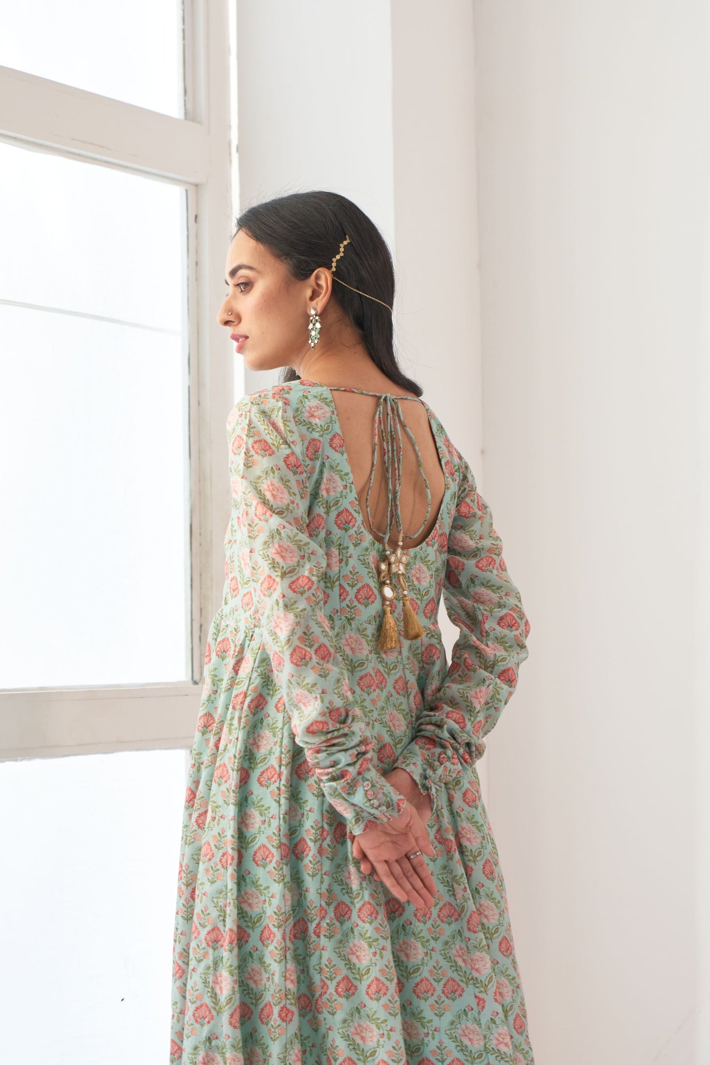 Ikaya Aqua Embroidered Anarkali Set