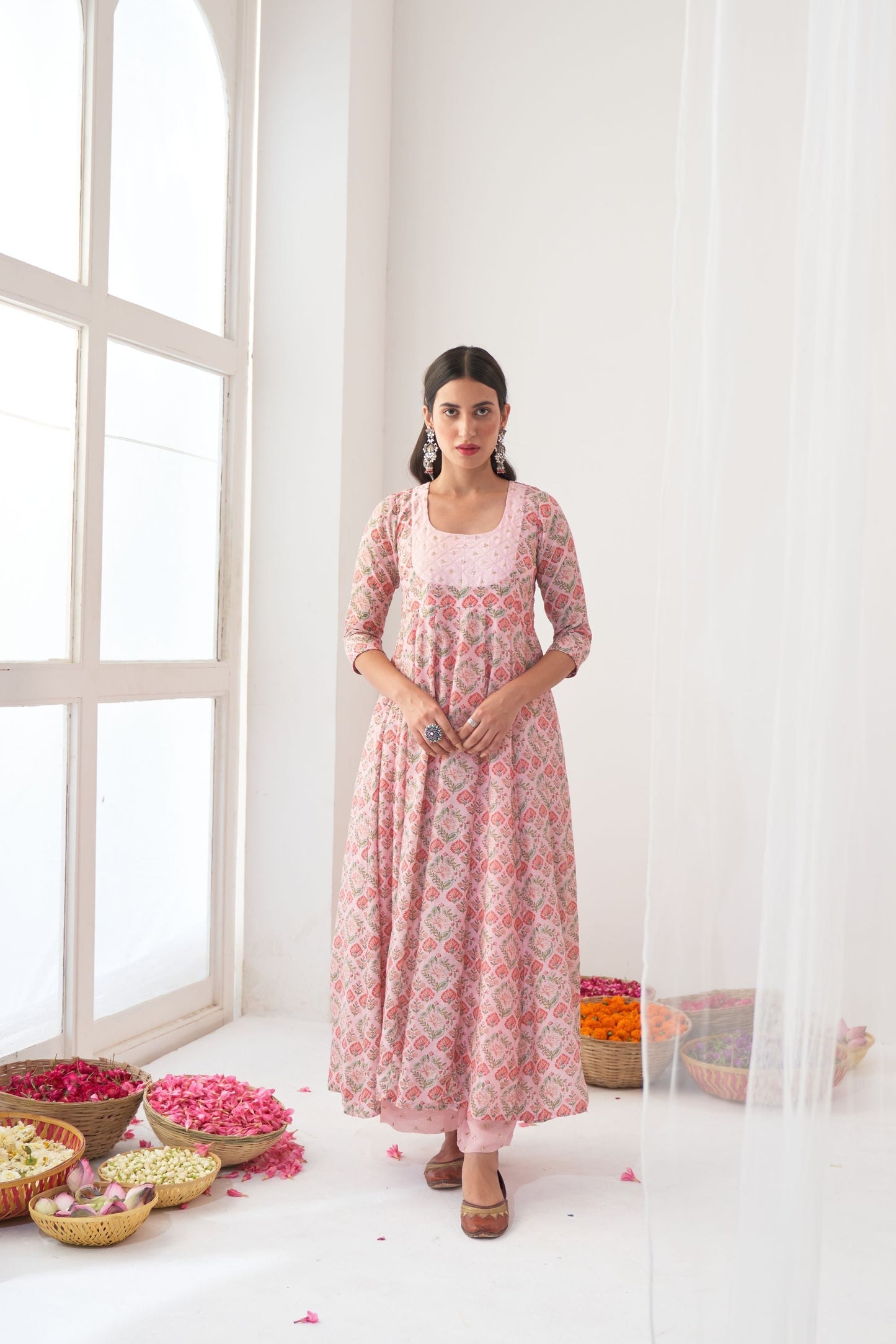 Ikaya Pink Embroidered Anarkali Set