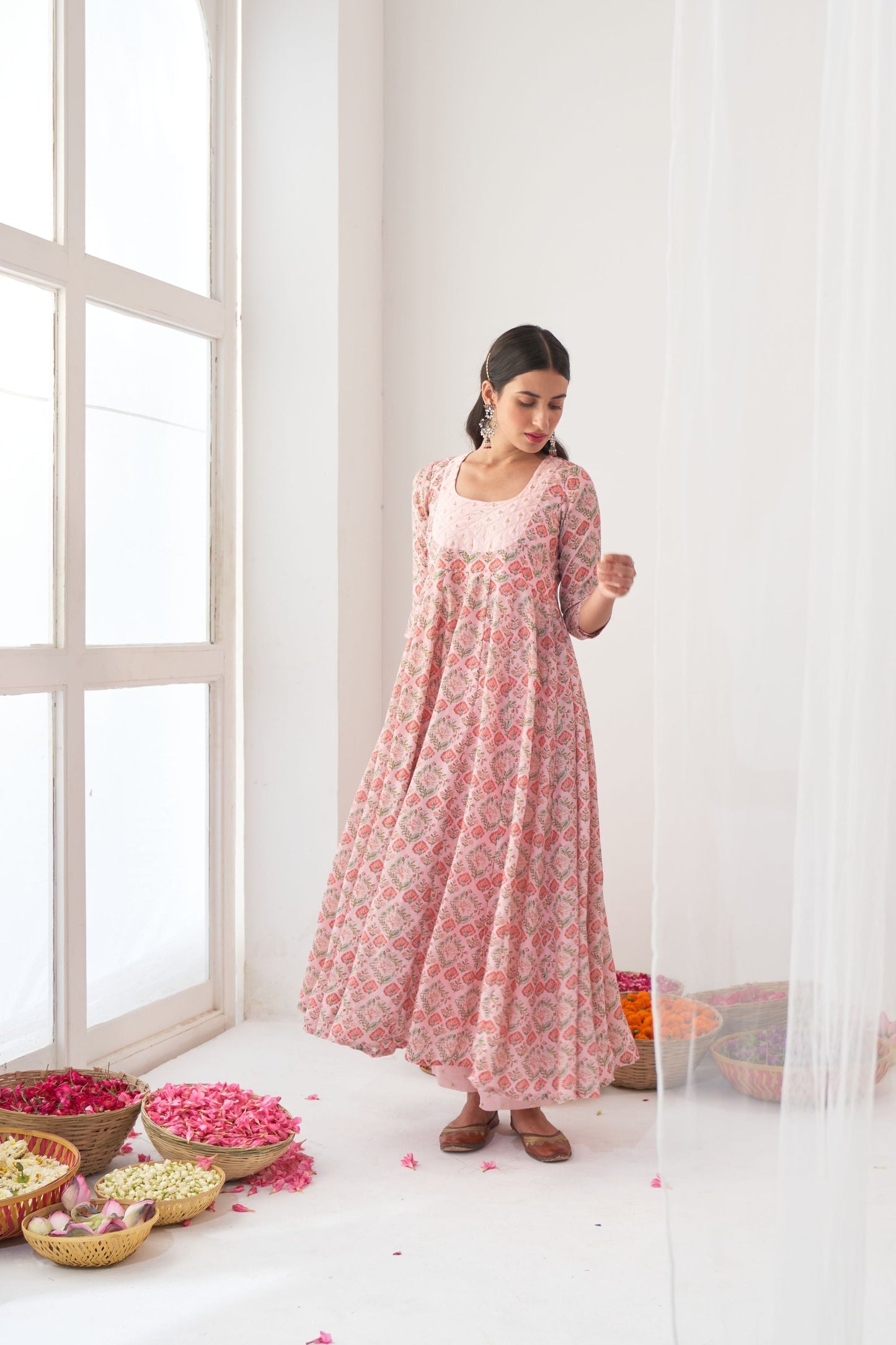 Ikaya Pink Embroidered Anarkali Set