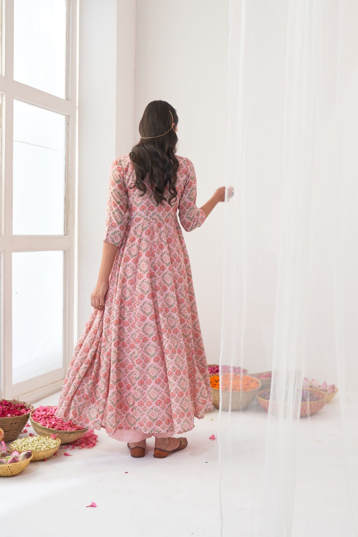 Ikaya Pink Embroidered Anarkali Set