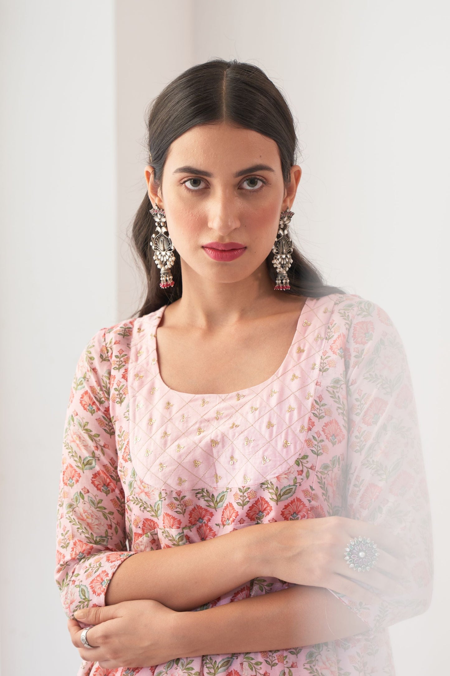Ikaya Pink Embroidered Anarkali Set