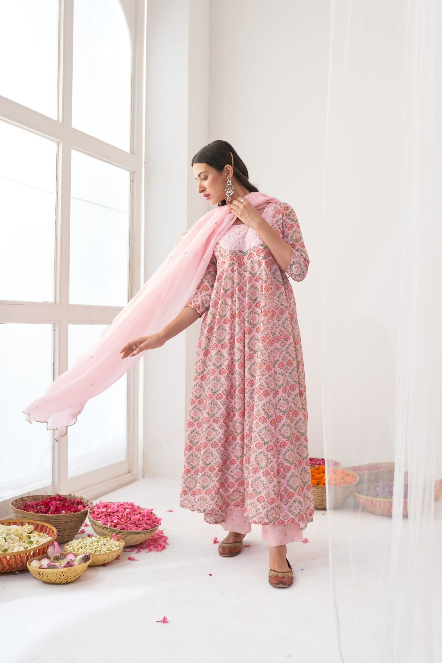 Ikaya Pink Embroidered Anarkali Set