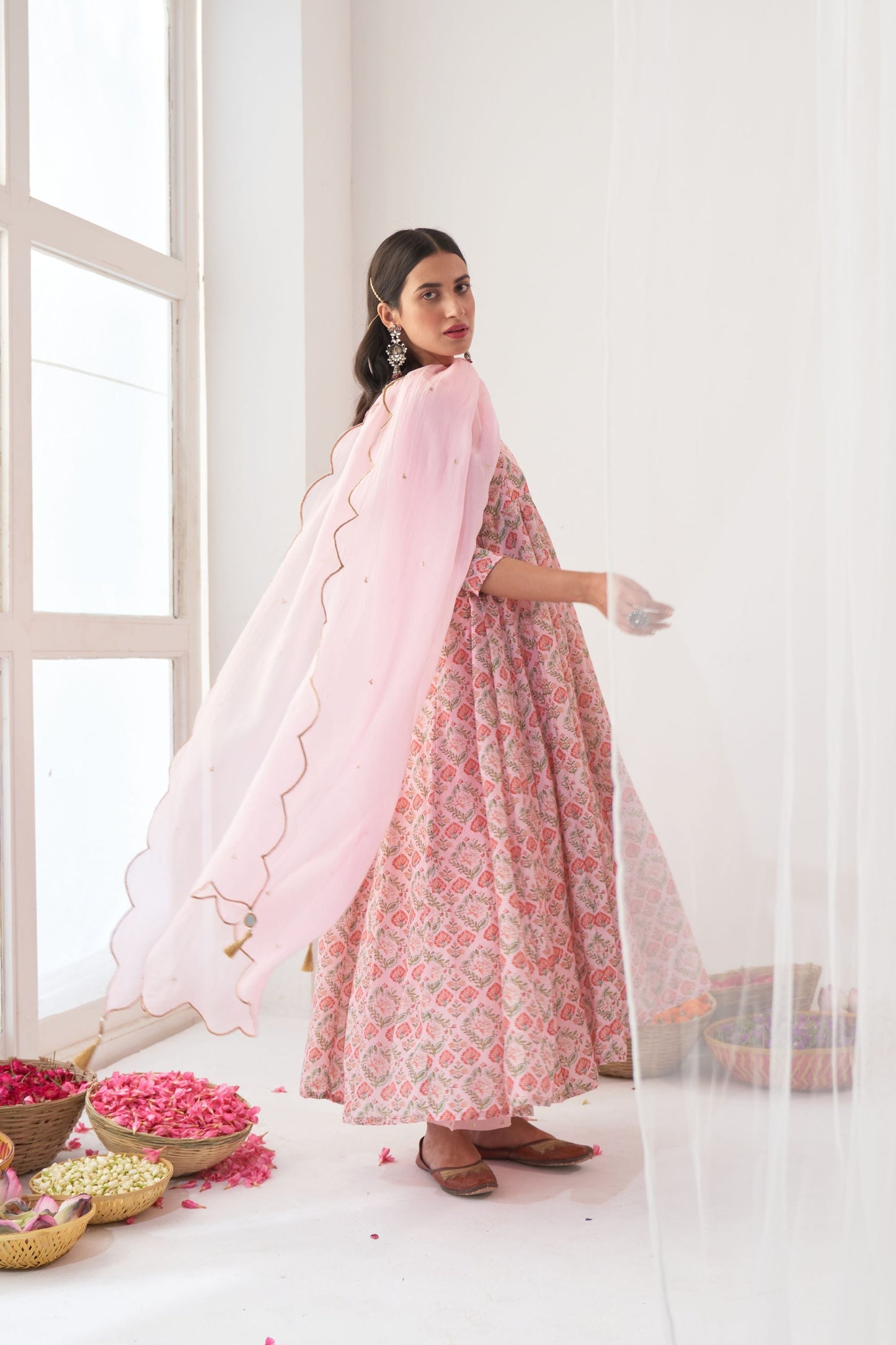 Ikaya Pink Embroidered Anarkali Set