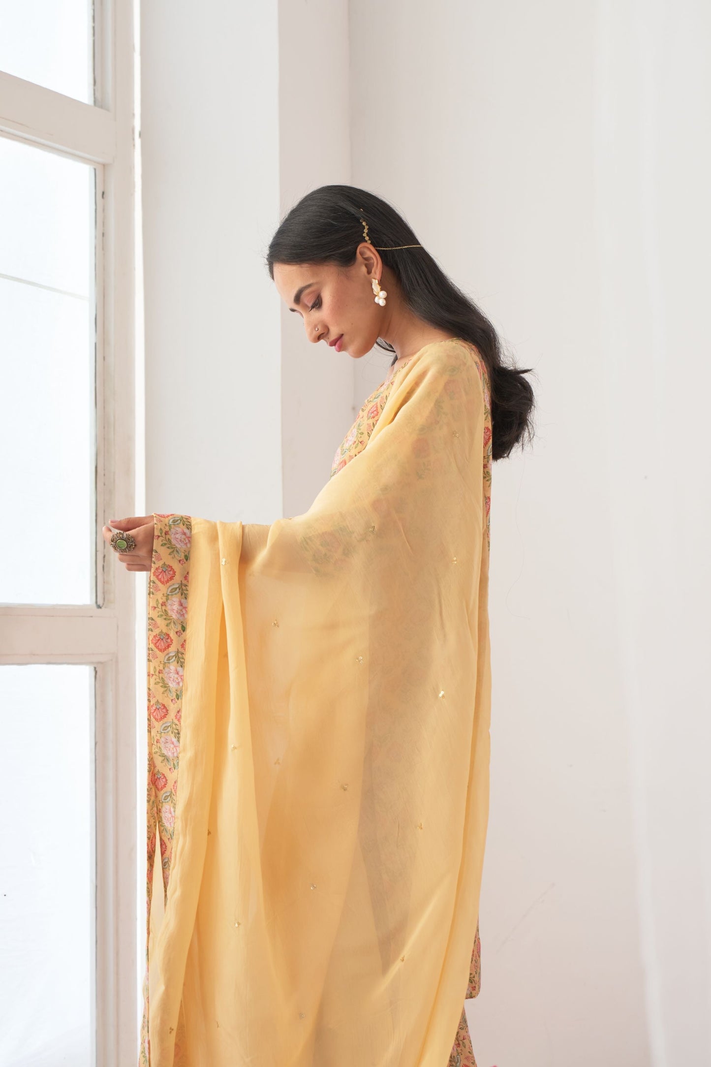Ikaya Yellow Embroidered Sharara Set