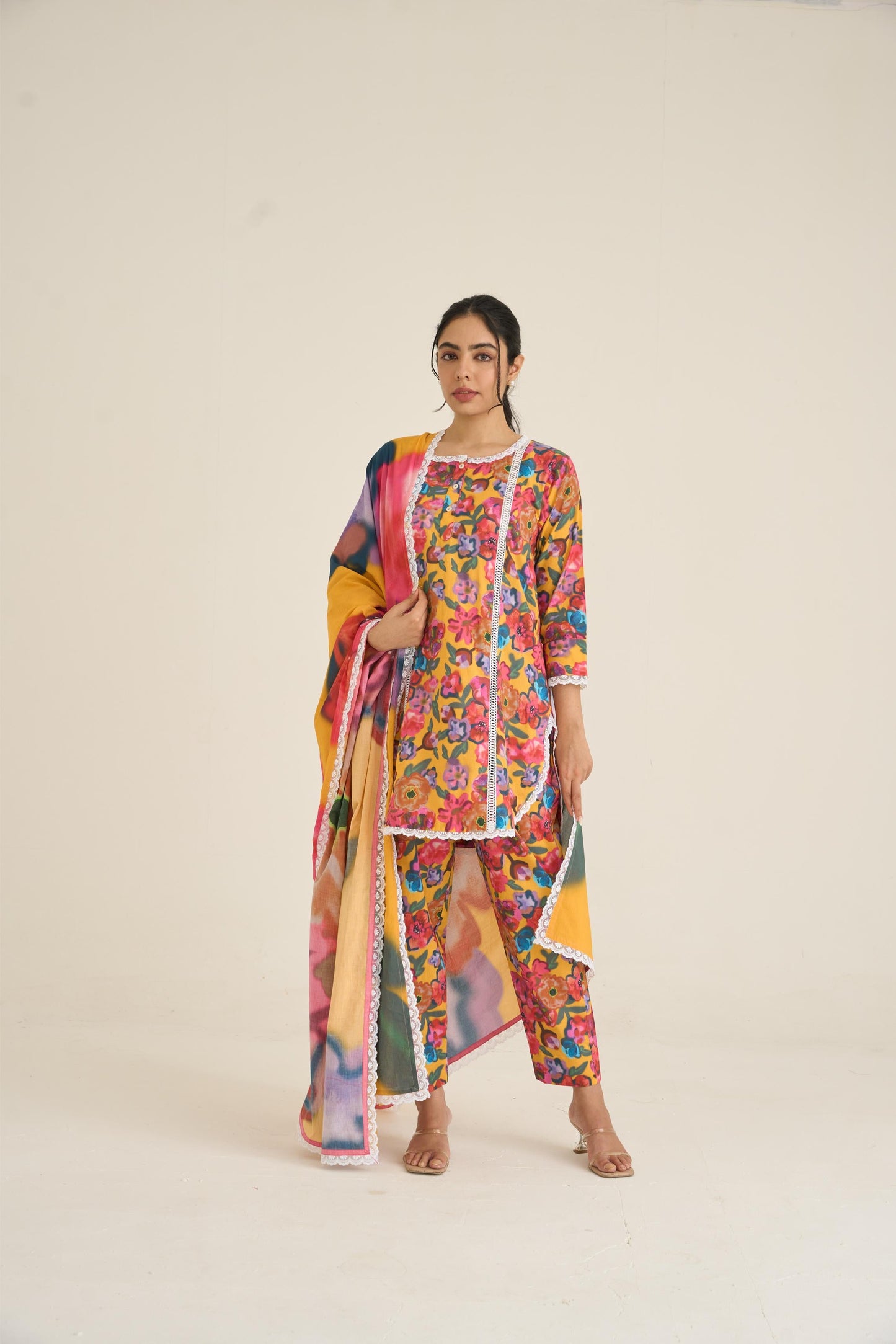 Yellow Spring Dusk Cotton Kurta Set