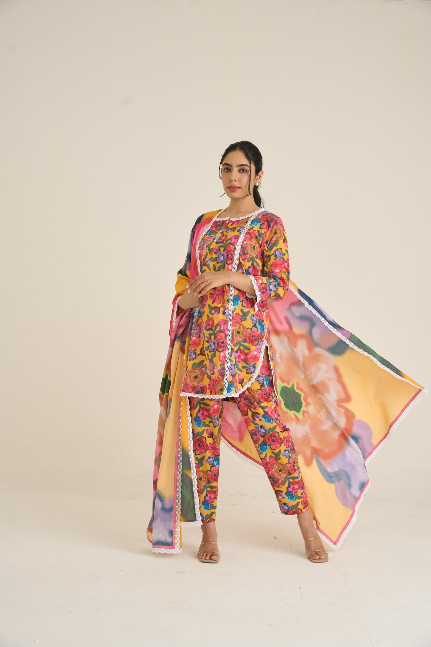 Yellow Spring Dusk Cotton Kurta Set