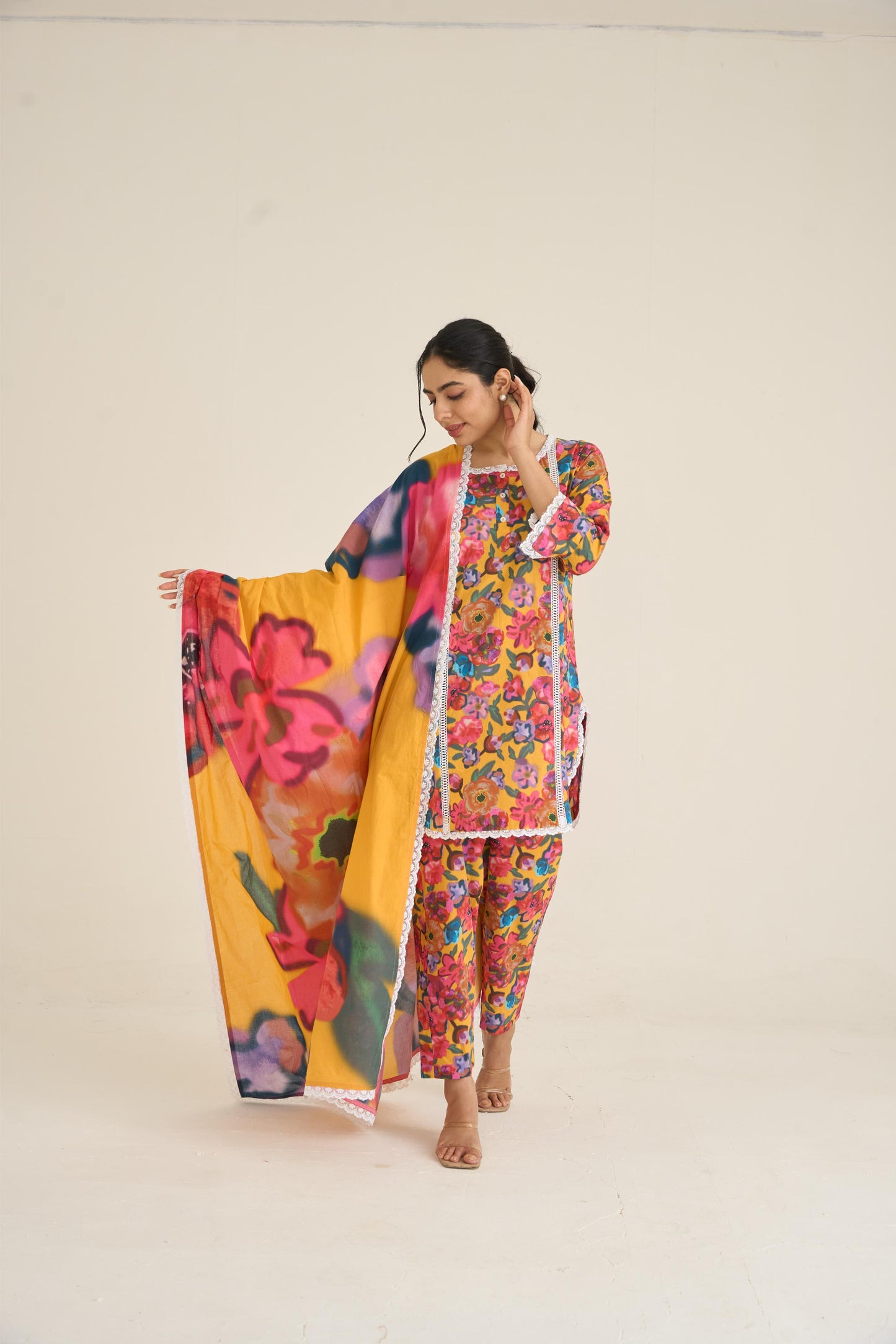 Yellow Spring Dusk Cotton Kurta Set