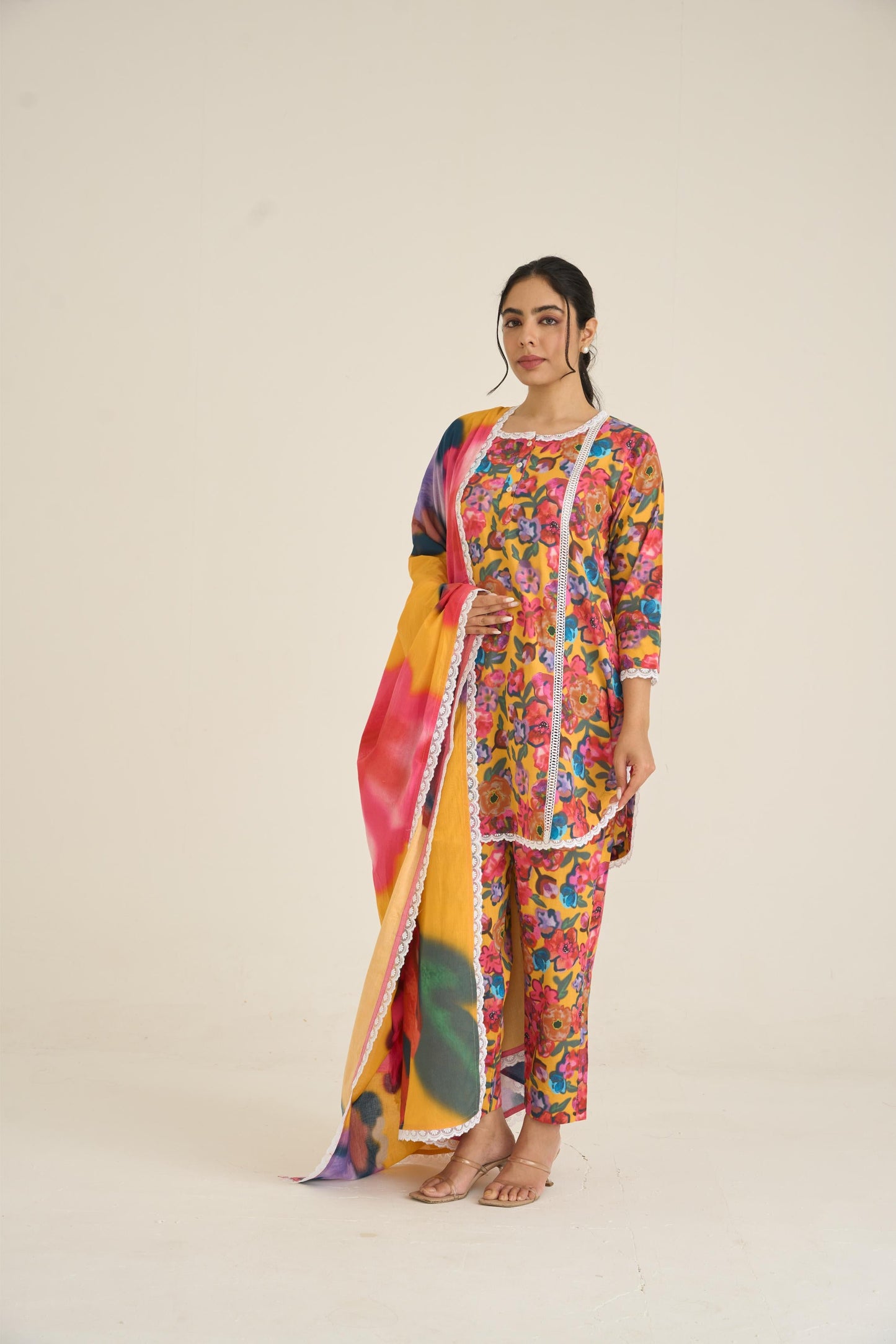 Yellow Spring Dusk Cotton Kurta Set