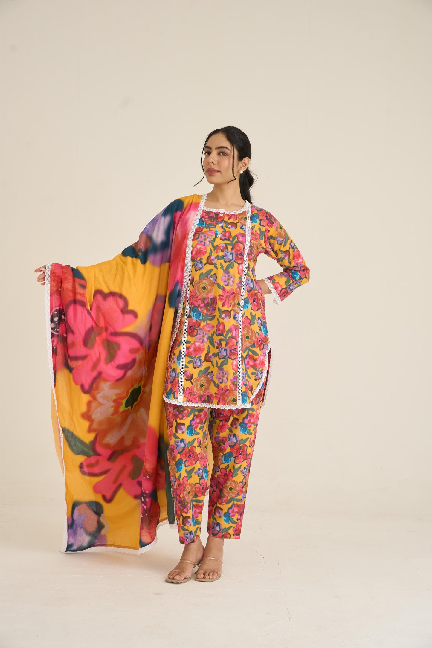 Yellow Spring Dusk Cotton Kurta Set