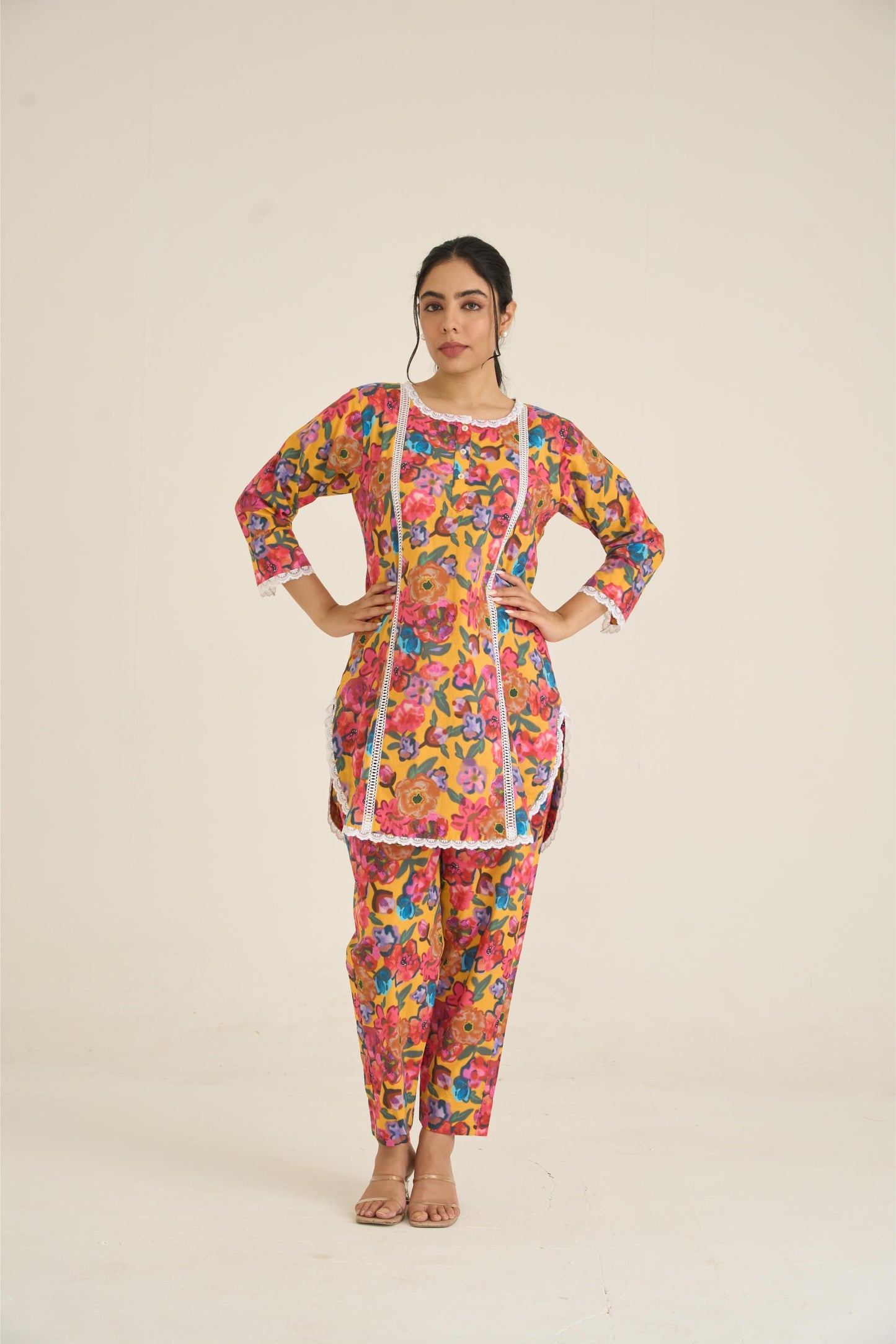 Yellow Spring Dusk Cotton Kurta Set