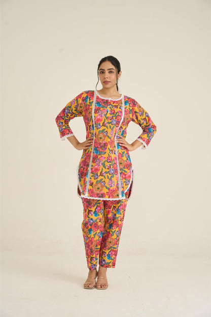 Yellow Spring Dusk Cotton Kurta Set