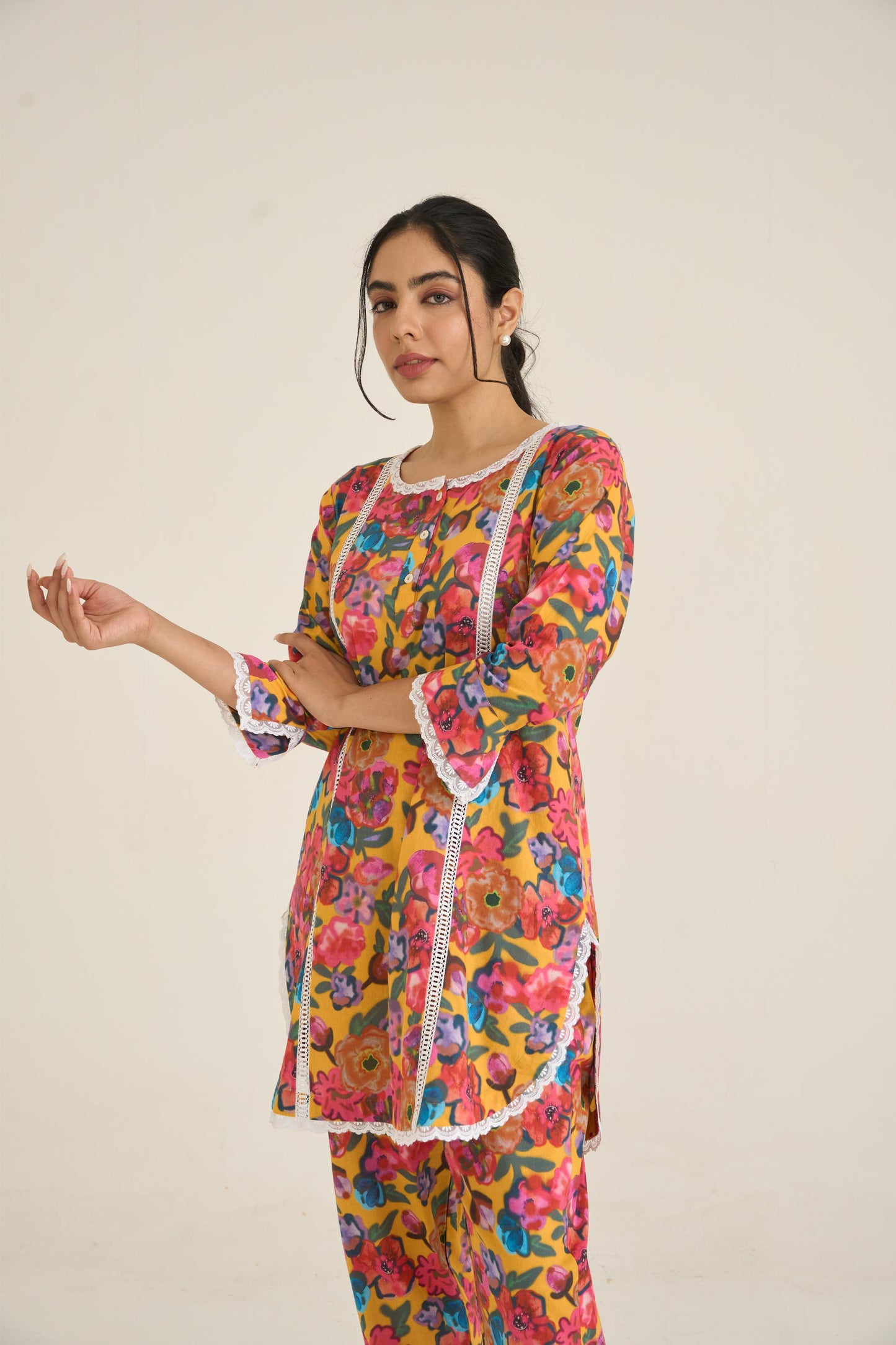 Yellow Spring Dusk Cotton Kurta Set