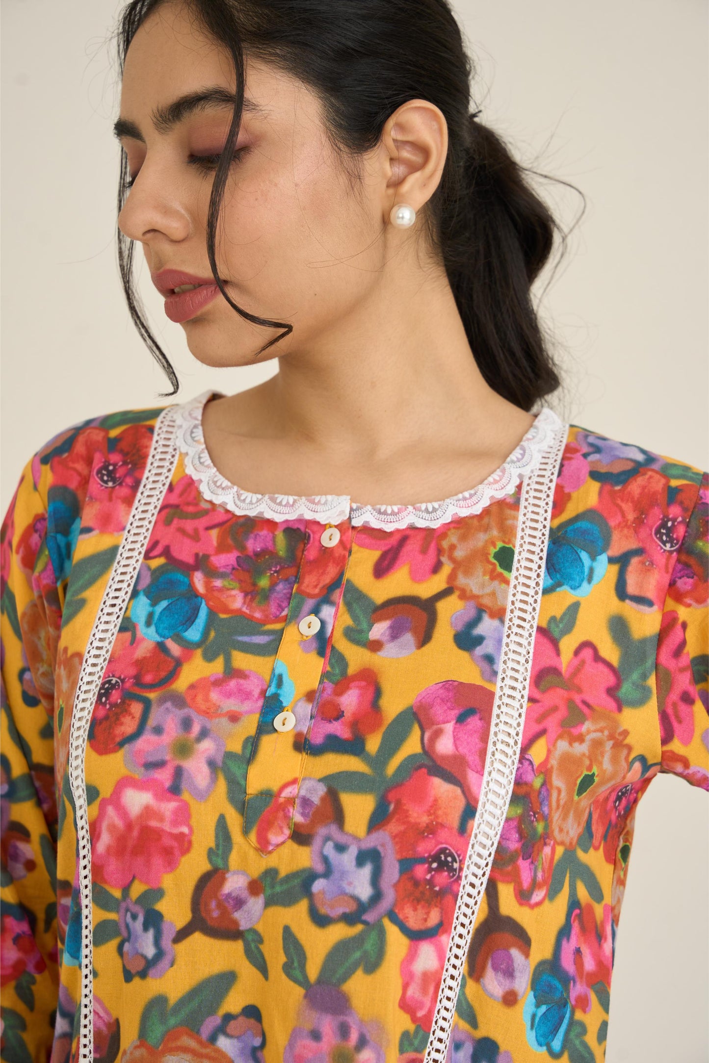 Yellow Spring Dusk Cotton Kurta Set