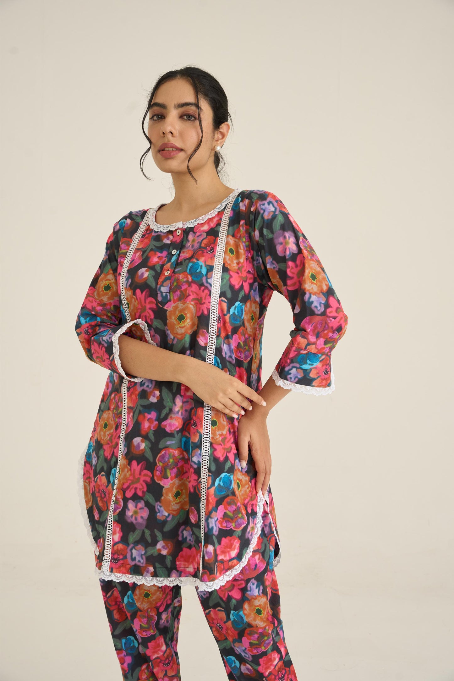 Midnight Spring Dusk Cotton Kurta Set