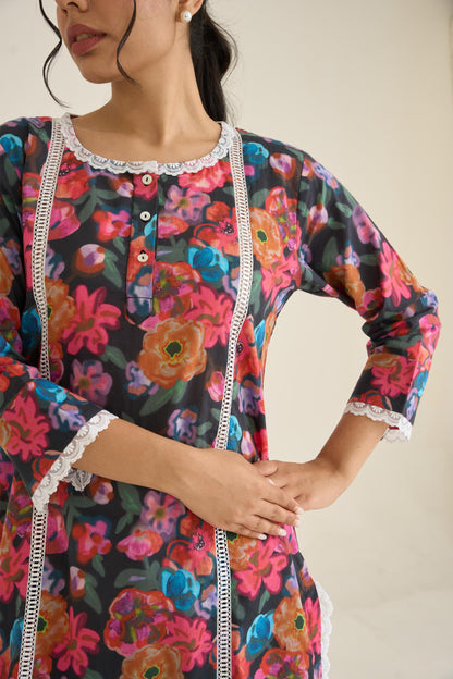 Midnight Spring Dusk Cotton Kurta Set