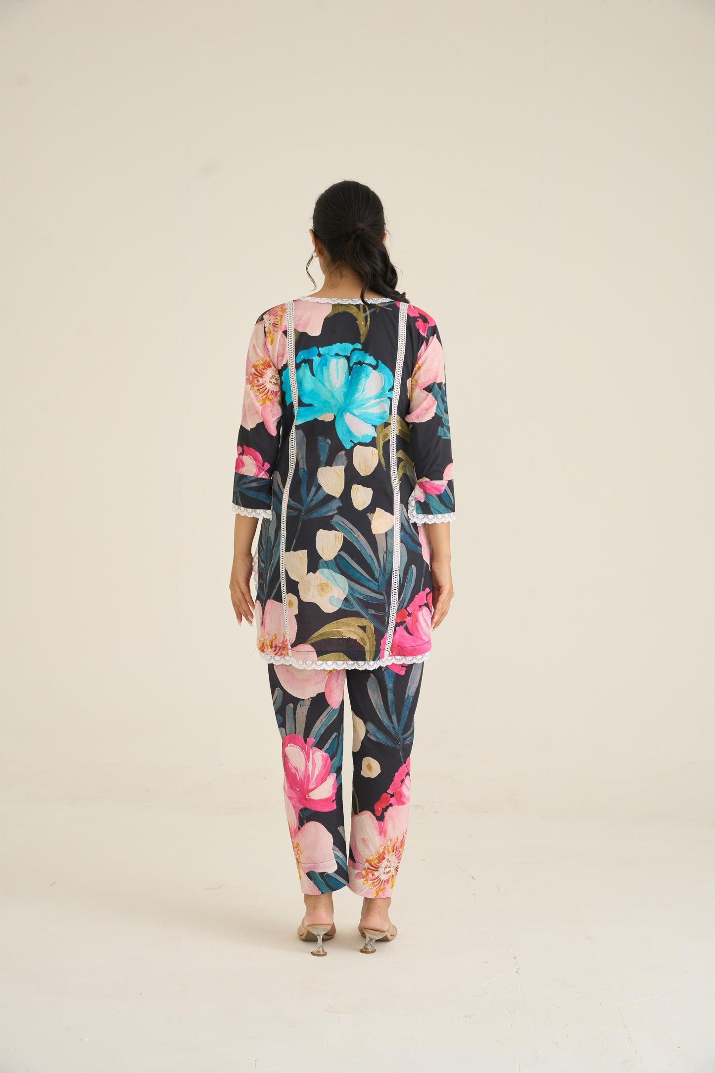 Black Spring Dusk Cotton Kurta Set