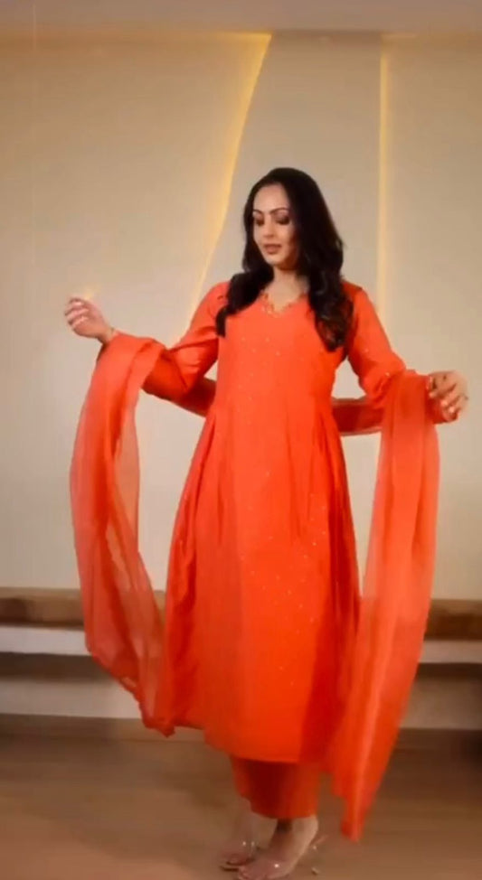 Falak Orange Kurta Set
