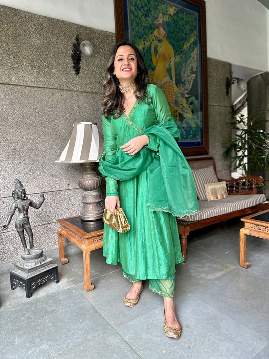 Mehtab Green Angrakha Kurta Set